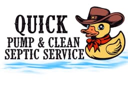 Quick Pump and Clean cowboy duck mascot logo